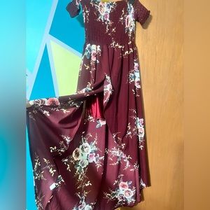 Off shoulder high low dress floral print